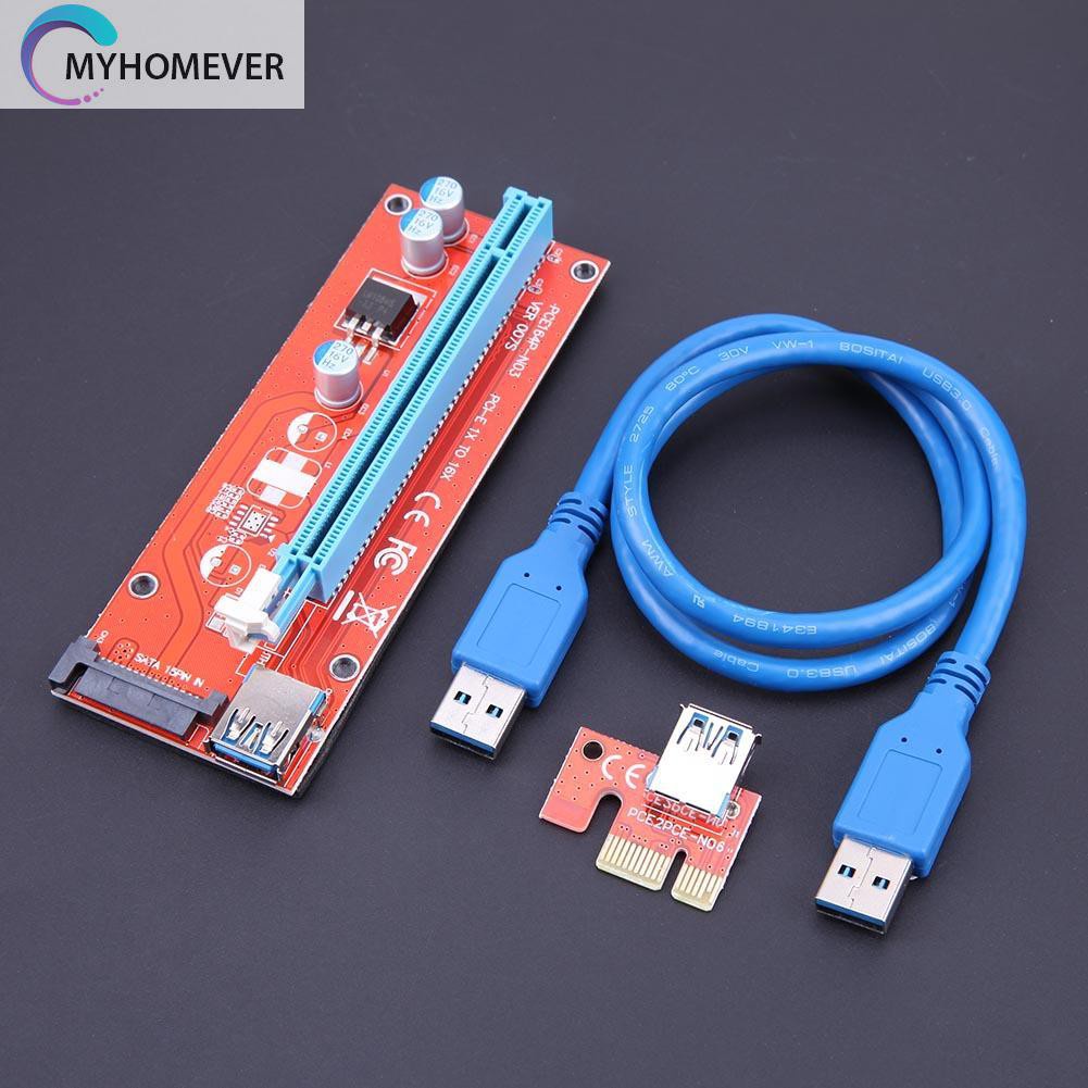 myhomever 60cm 007S PCI-E Riser 1X 16X USB3.0 Adapter Card Cable Wire for BTC Miner