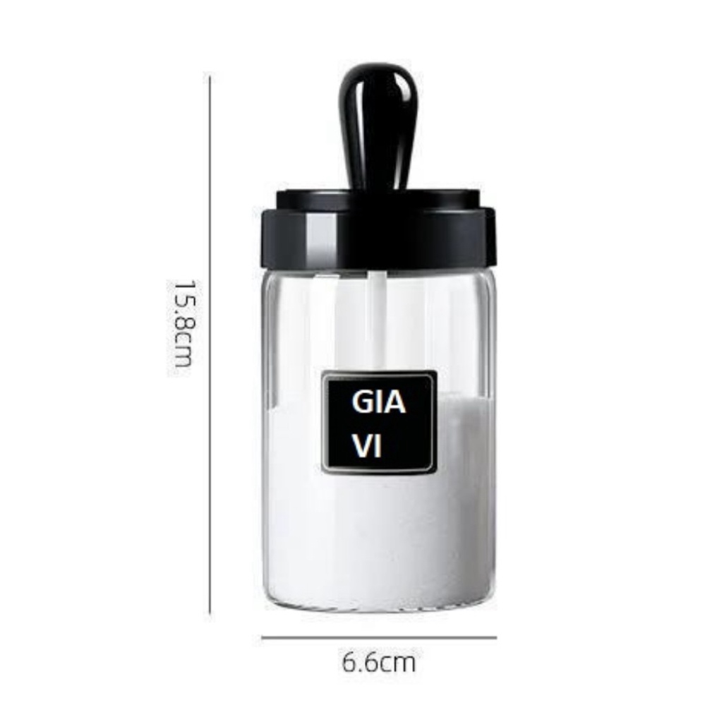 Hũ / Lọ thủy tinh đựng gia vị chống ẩm kèm muỗng đa năng tiện ích đồ dùng nhà bếp