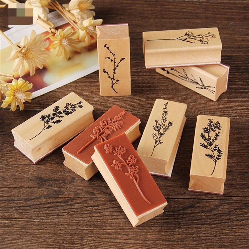 Con dấu gỗ họa tiết hoa lá p2