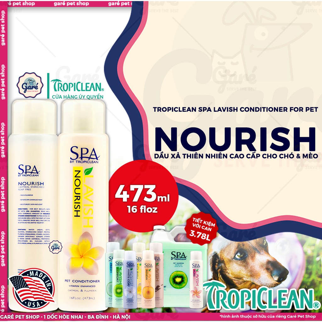 473ml - Sữa tắm SPA Lavish by TropiClean dưỡng lông thiên nhiên 473ml cho Chó và Mèo- TropiClean SPA Lavish Shampoo