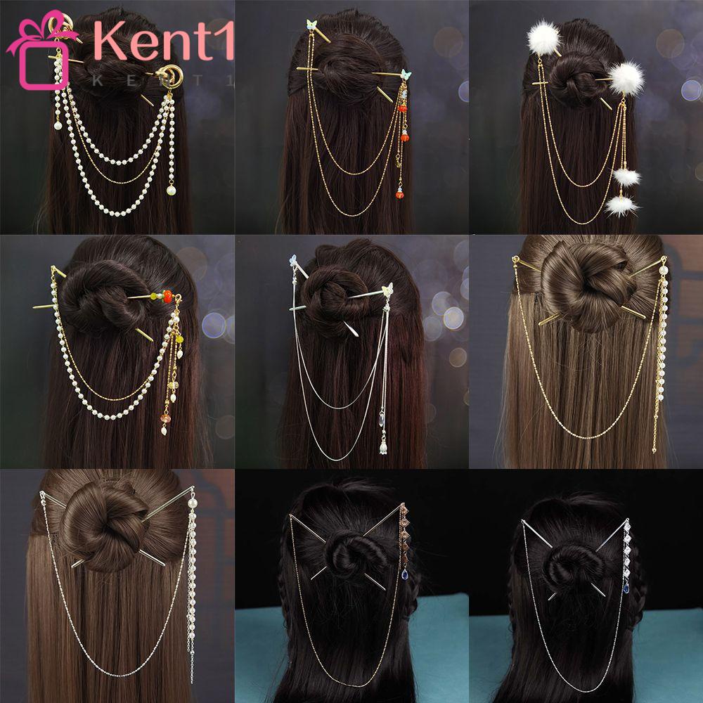 Retro double-strand hairpin, hair accessories, tassel chain, hair double applique, artificial , classic style, elegant and beautiful