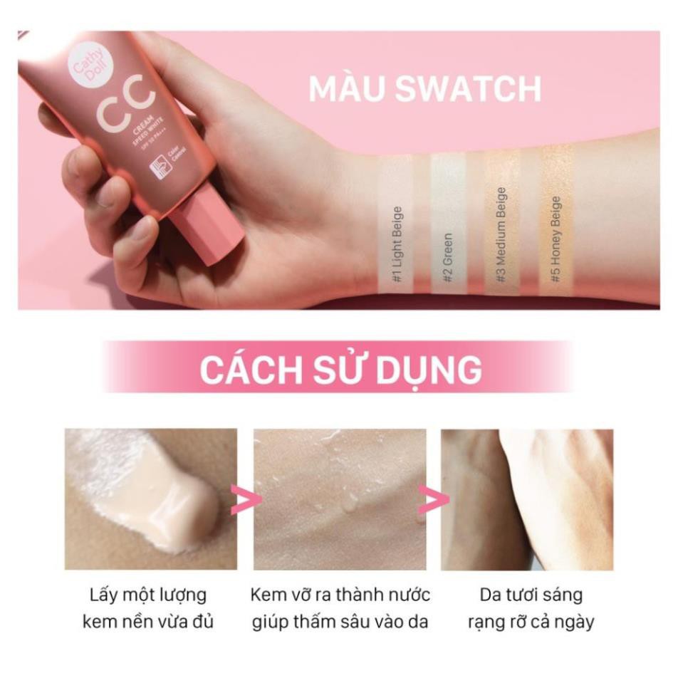 Shop Happy KIDS Kem nền Cathy Doll Speed White CC Cream SPF 50 PA+++ 50ml kiềm dầu, chống nắng, che phủ khuyết điểm