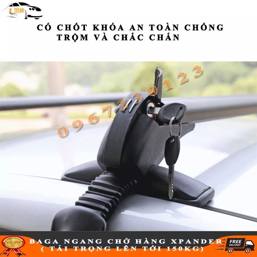 Giá nóc xe 7 chỗ MISUBISHI XPANDER thanh ngang chở hàng chất liệu hợp kim cứng nặng 4kg