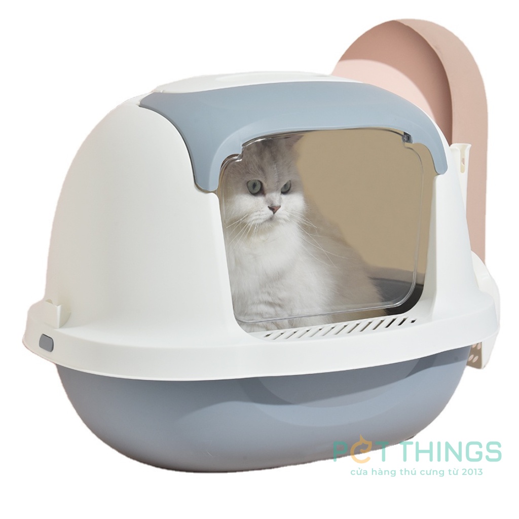 Chậu Nhà vệ sinh cho mèo PakeWay kèm xẻng, 2 loại kín và có nắp, nhiều size lớn nhỏ