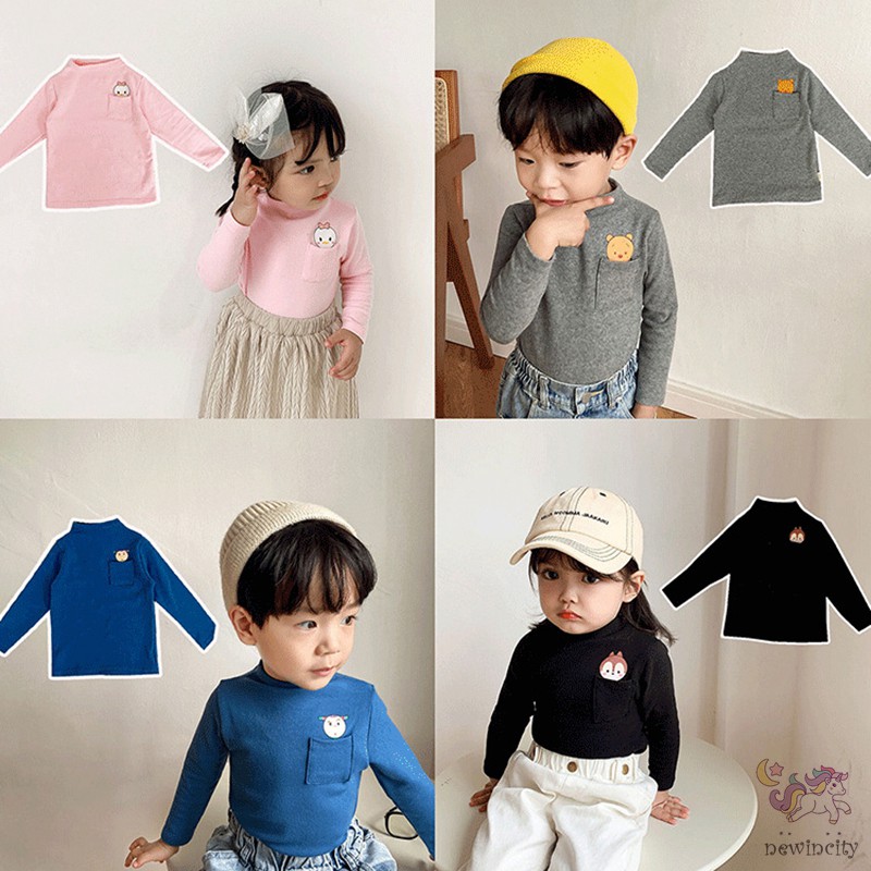 Áo Cổ Cao Họa Tiết Hoạt Hình Thời Trang Hàn Quốc Cho Bé