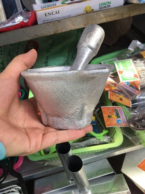 Bộ Chày Cối Mini Nhỏ Gang Nhôm Đúc Giã Hạt Tiêu Đồ Ăn Dặm Tỏi Ớt Dầm Hoa Quả Misyhome