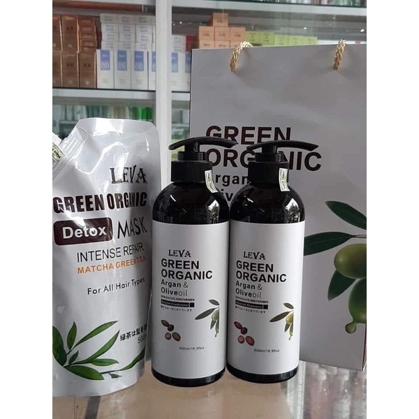 Dầu gội và dầu xả Leva Green Organic 500mlx2