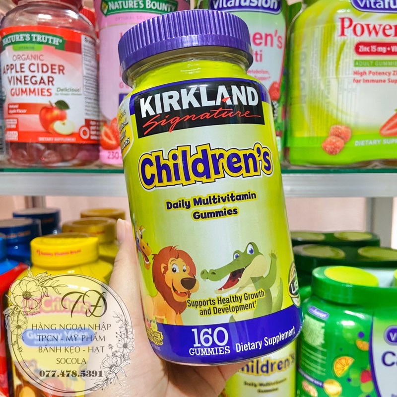 DATE MỚI 2023 TPCN Kẹo dẻo Vitamin cho bé Childrens Multivitamin Gummies Kirkland của Mỹ 160 viên