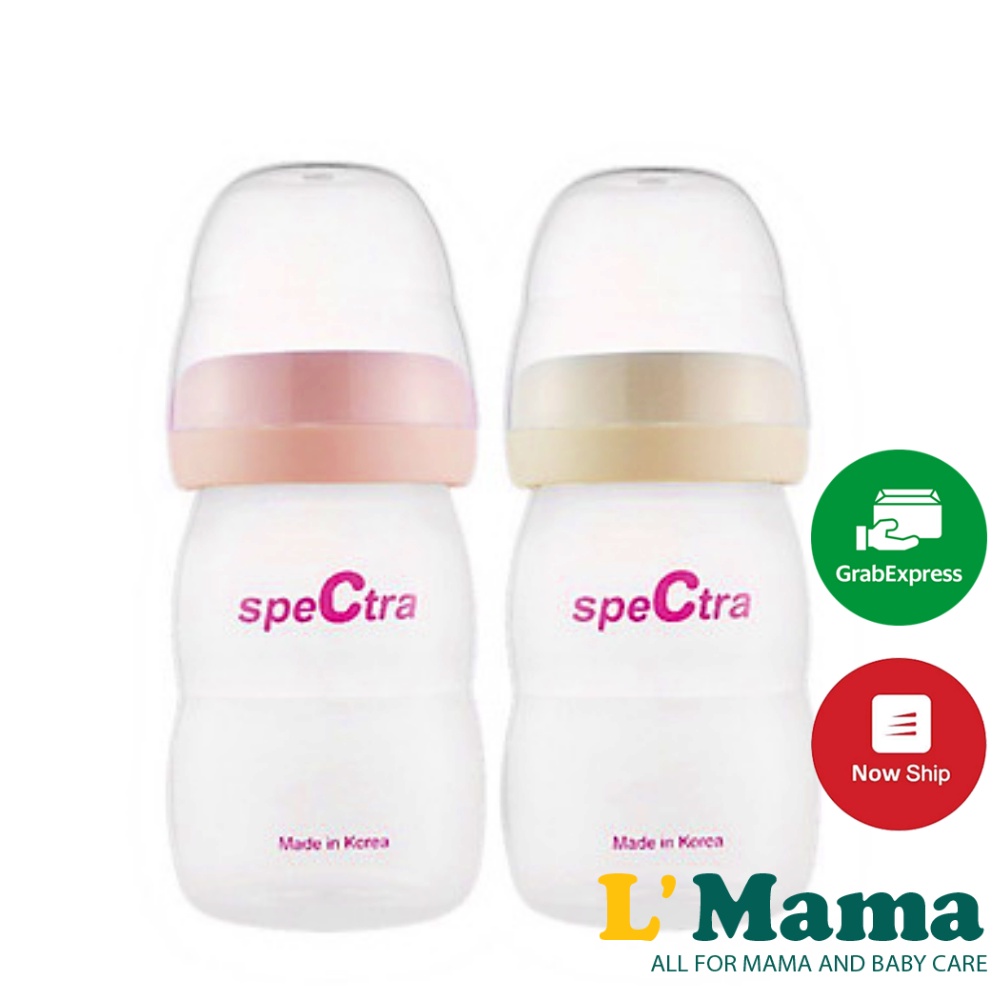 Bộ 2 Bình Trữ Sữa Cổ Rộng Spectra Chính Hãng Hàn Quốc 160ml Có Nắp Đậy