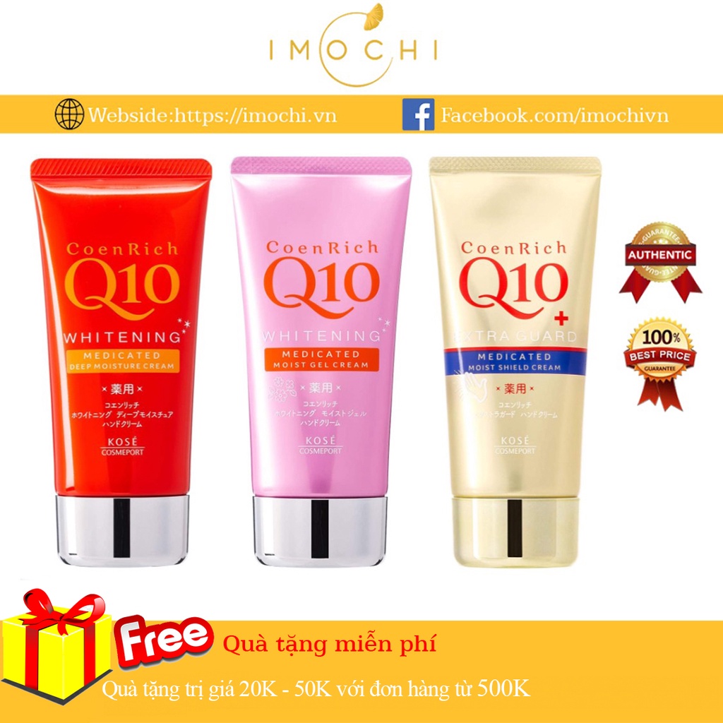 Kem Dưỡng Da Tay Kose Coen Rich Q10 Nhật Nội Địa 80g [Màu Vàng/Đỏ/Hồng]