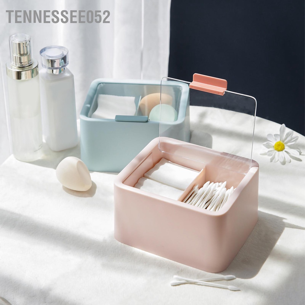 Tennessee052 Hộp lưu trữ mỹ phẩm nhựa chống bụi kép đựng đồ trang điểm có nắp để tăm bông chỉ nha khoa