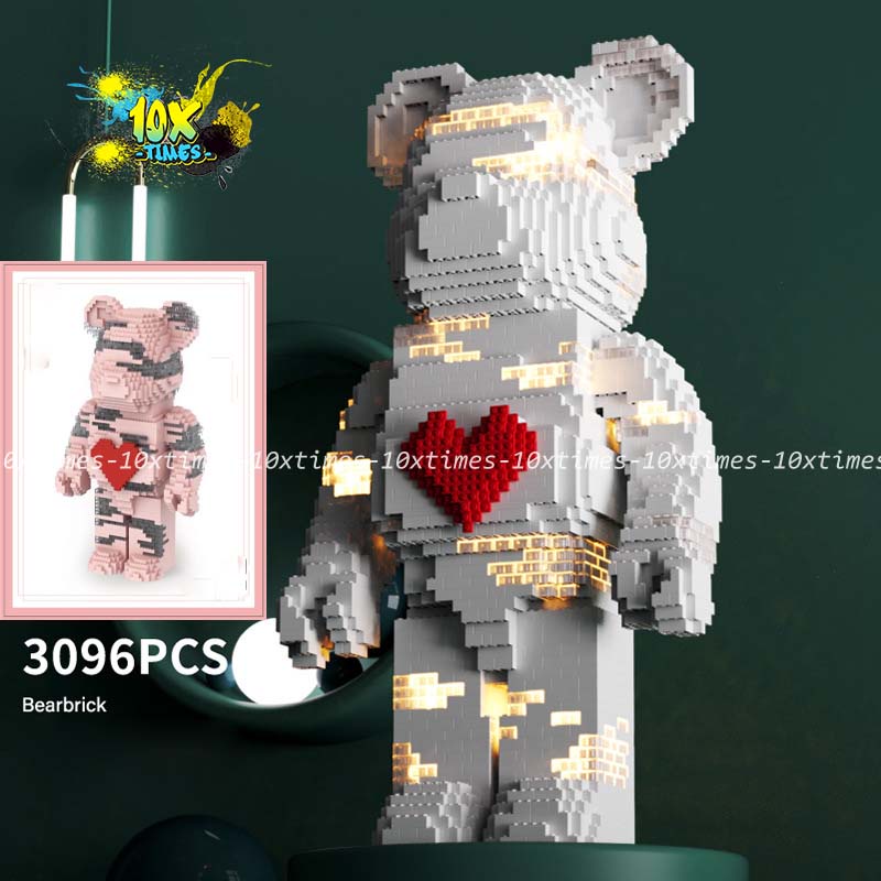 (SẴN 70Cm) mô hình lắp ráp 3d gấu Bearbrick Iron man 1000% có đèn led quà tặng sinh nhật bạn gái, bạn trai 10xtimes