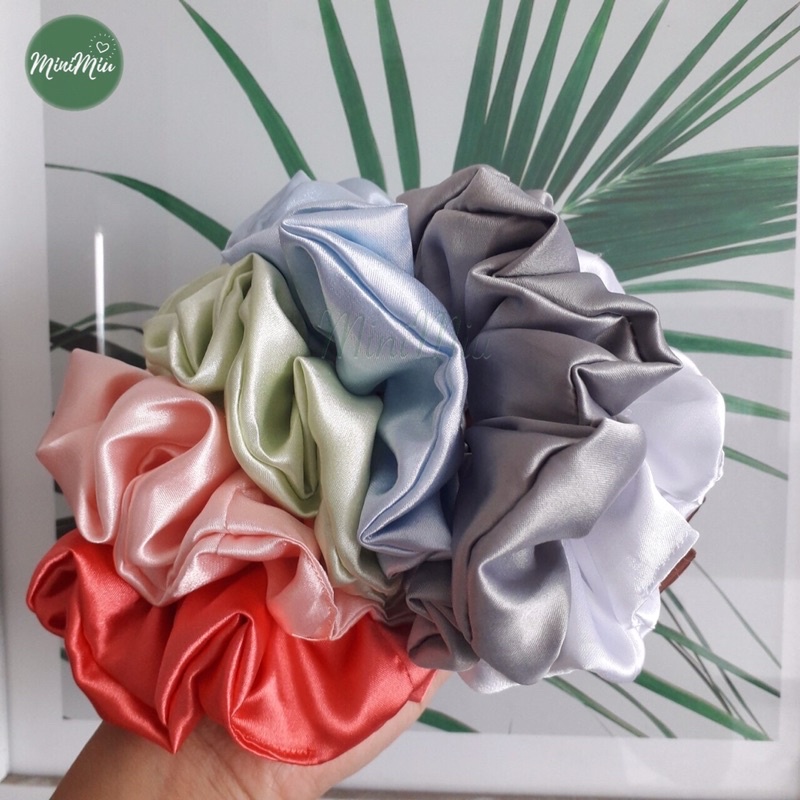 Dây cột tóc vải scrunchies handmade chất lụa satin, phi bóng mềm mịn