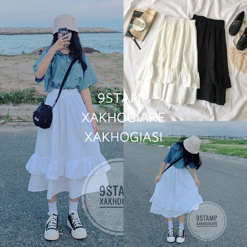 Chân váy dài ulzzang bèo tầng
