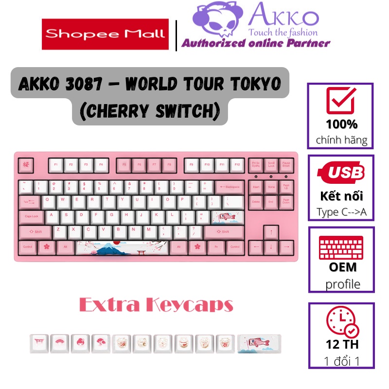 Bàn phím Akko World Tour - Tokyo 3087 - Cổng USB