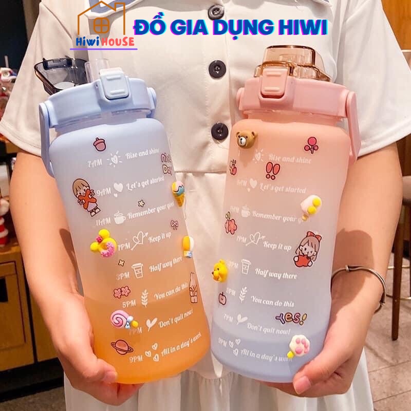 Bình Nước nhắc nhở uống nước mỗi ngày dành cho người lười uống nước 2 lít