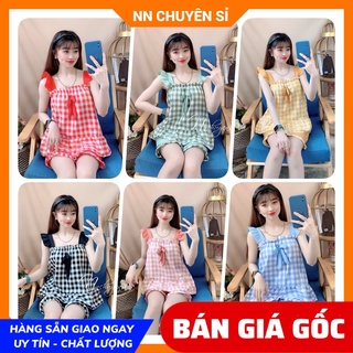 Đồ bộ nữ mặc nhà chất kate mềm mịn mát in họa tiết caro nhí dễ thương BKT241