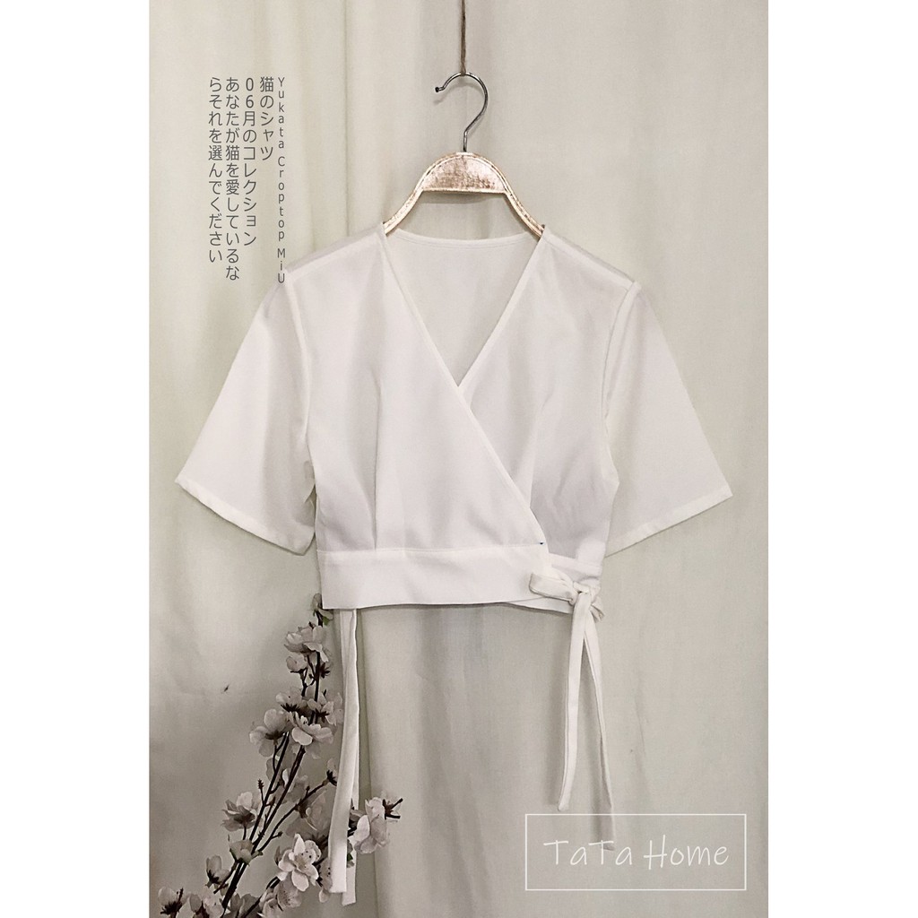 Yukata Croptop MiU - Áo Ngắn Basic Vạt Chéo