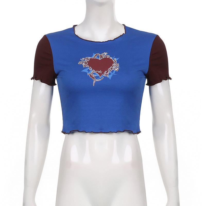 Áo Thun Ngắn Tay Cổ Tròn In Hình Trái Tim Thời Trang Dành Cho Nữ