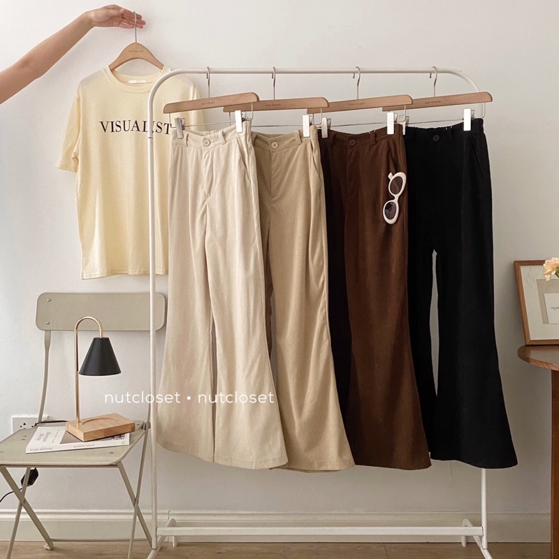 Quần nhung ống suông cạp chun sau_Q0145