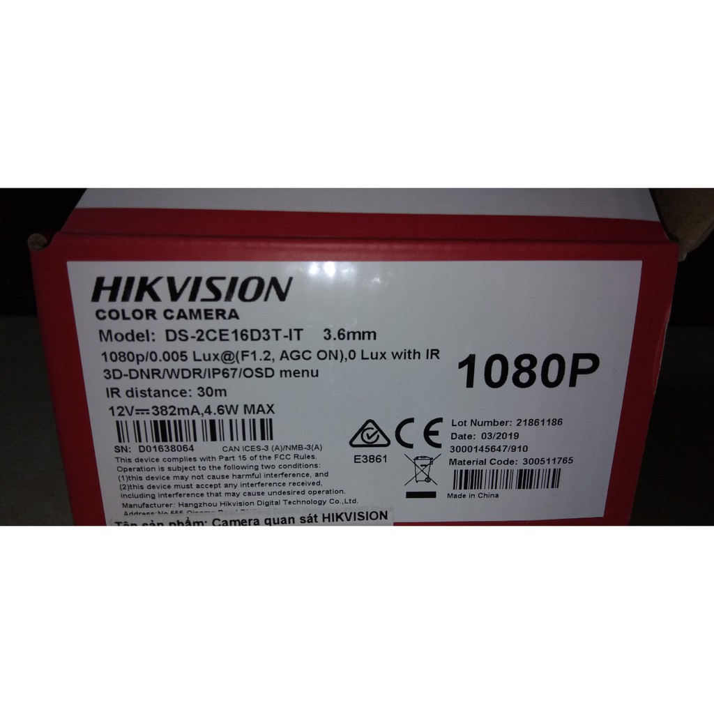 Camera giám sát CHỐNG NGƯỢC SÁNG THỰC Hikvision DS-2CE16D3T-IT | BigBuy360 - bigbuy360.vn