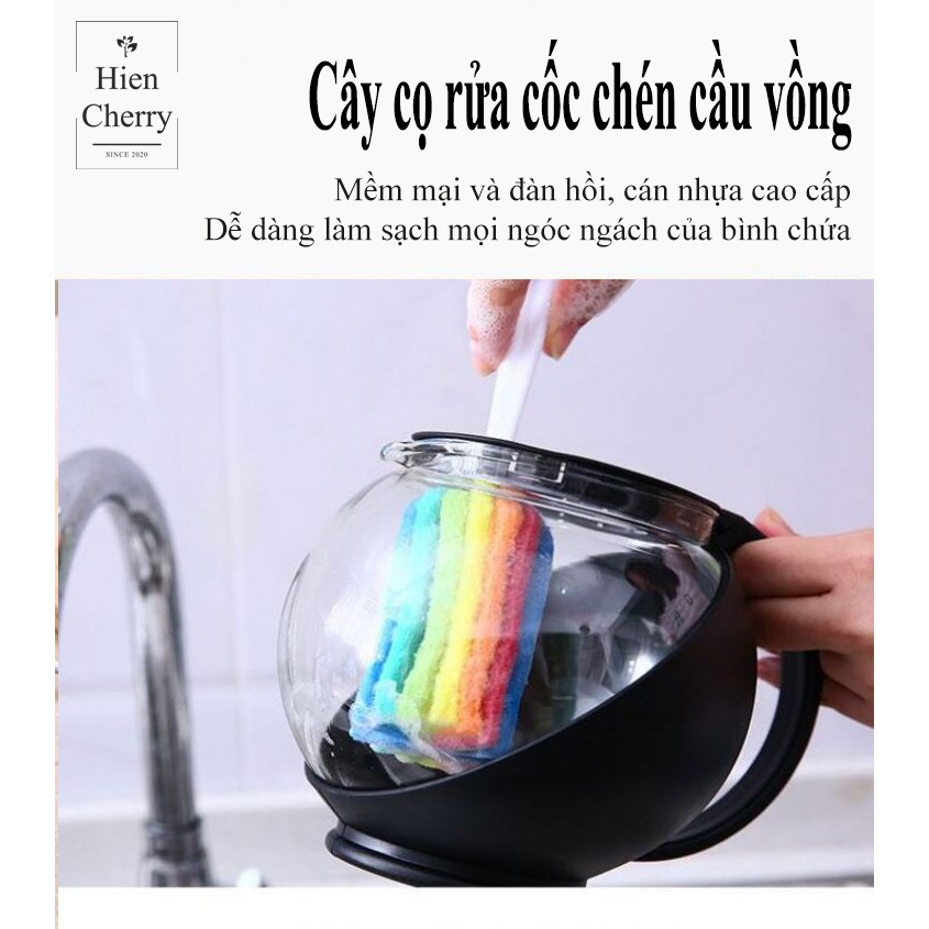 Cây cọ rửa cốc chén, chai lọ, bình sữa siêu sạch - Bọt biển cầu vồng