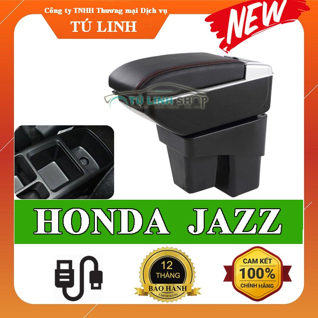 Hộp tỳ tay xe HONDA JAZZ cao cấp tích hợp cổng sạc USB - Bảo hành 12 tháng