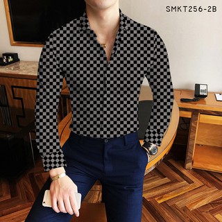 Áo sơ mi nam caro chất lụa không nhăn