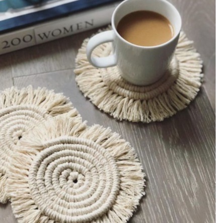 Bộ Lót ly, cốc macrame loại tròn, sản phẩm Yenyen Handmade