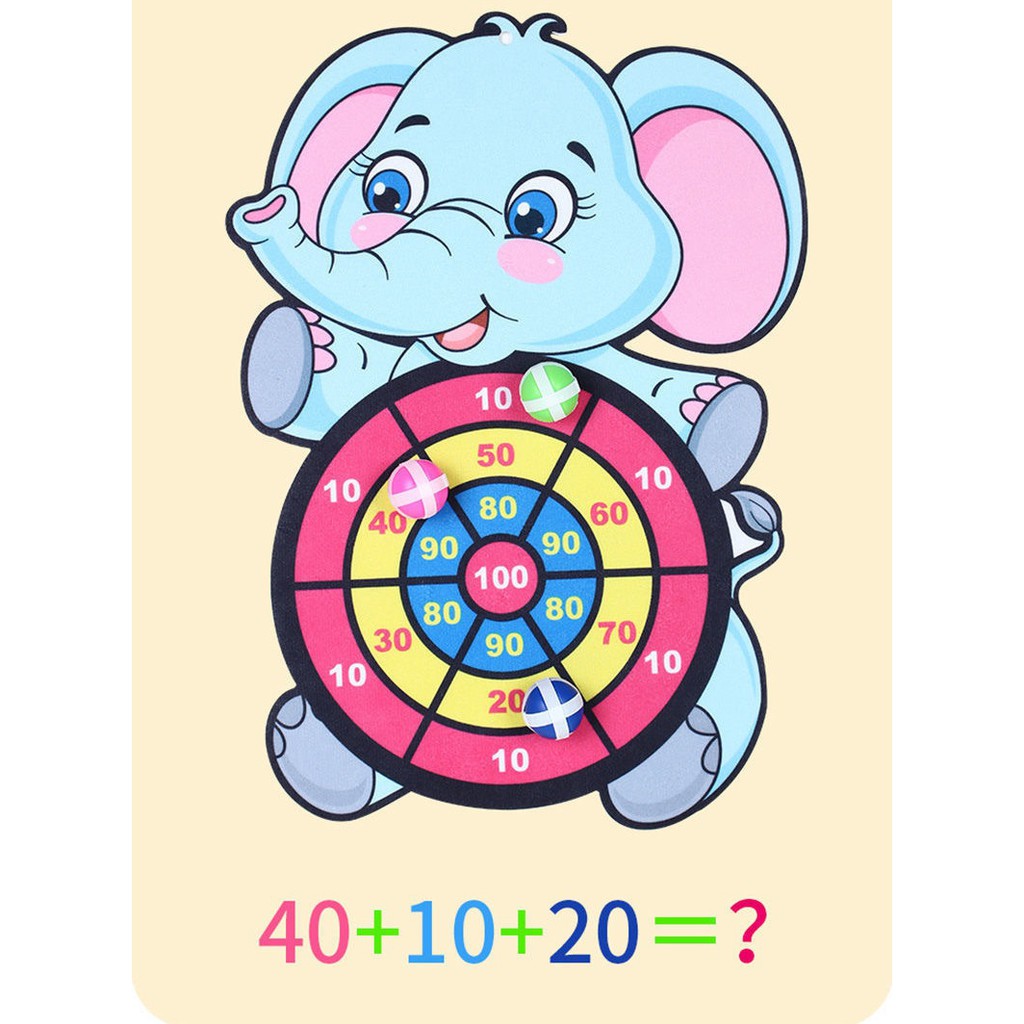 Đồ chơi bảng phi tiêu bóng dính cho bé, bảng ném bóng treo tường hình thú dễ thương tặng 3 bóng KB216002