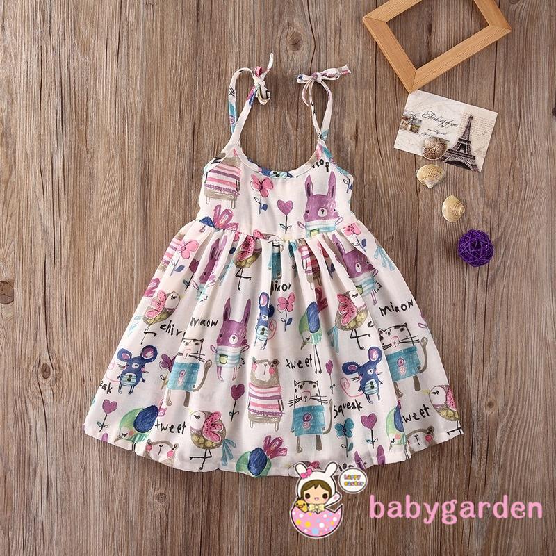 Đầm cột dây in hình đáng yêu cho bé