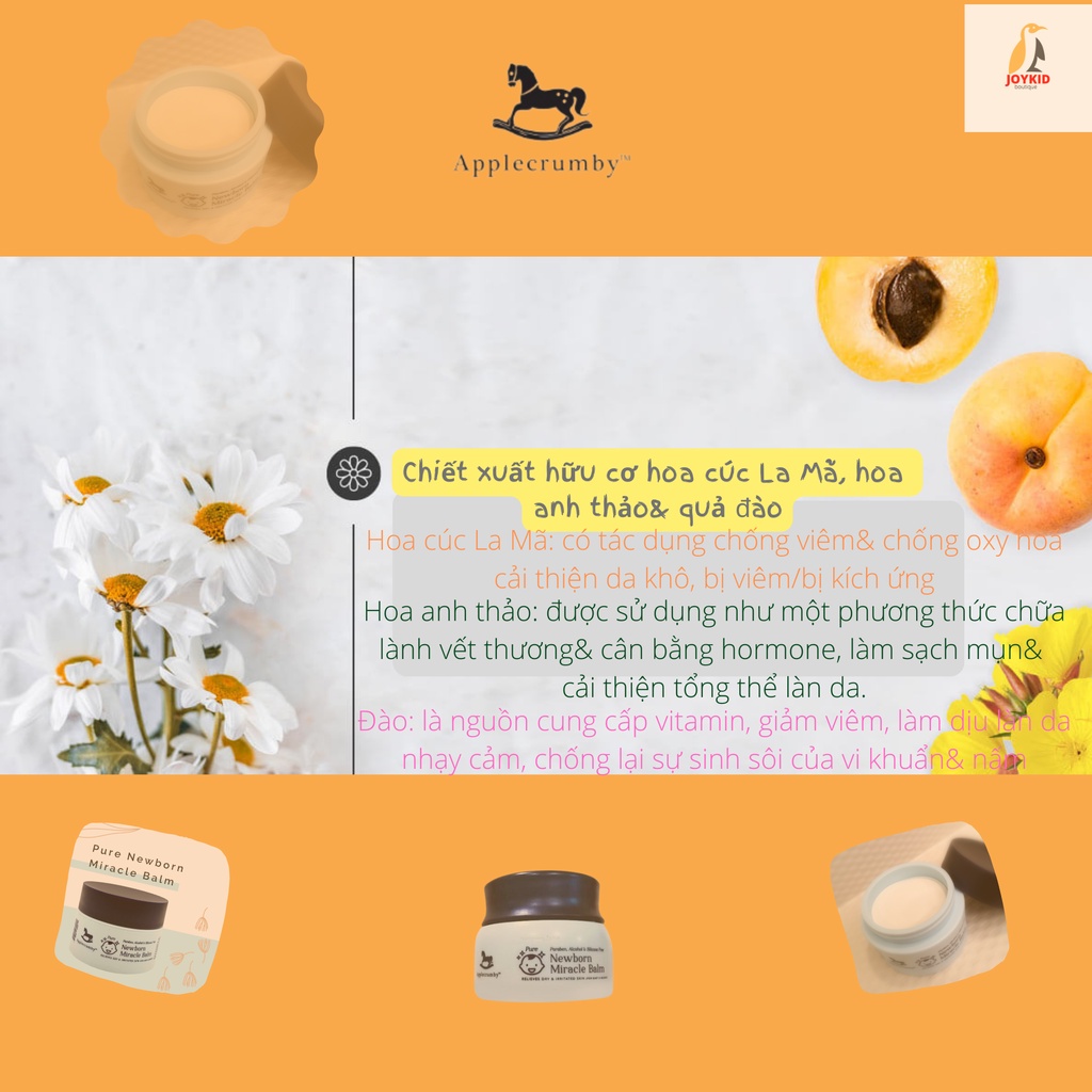 Kem dưỡng da Applecrumby Pure Newborn Miracle Balm hữu cơ cho bé sơ sinh 35 gm