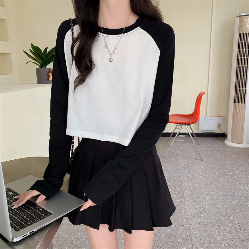 【ZHELIHANGFEI】Áo Thun Dài Tay Lưng Cao Ôm Dáng Xinh Xắn Dành Cho Nữ