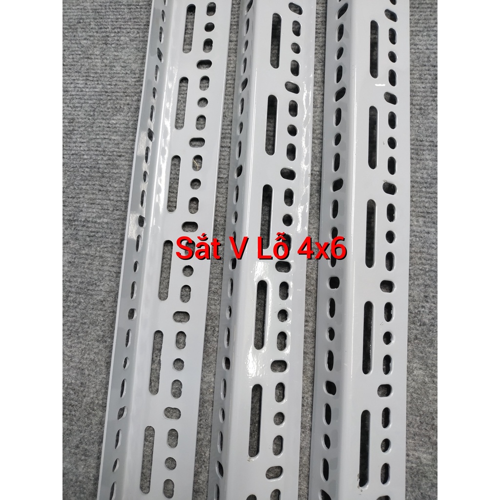 ✔ Xưởng Kệ Sắt V lỗ ✔ Cây sắt V lỗ 4x6cm - Dài 50cm - Dày 2ly - Màu Trắng, Màu Xám