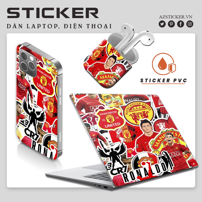 Sticker Ronaldo - Hình Dán Ronaldo Trang Trí Chất Liệu Decal Chống Nước Cắt Sẵn Dán Mũ Bảo Hiểm