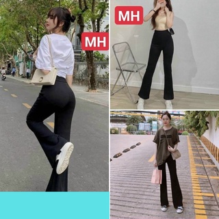 Quần ống loe, quần ống loe lưng cao thắt dây eo chất cotton co dãn SKUQ-10A  1990clother