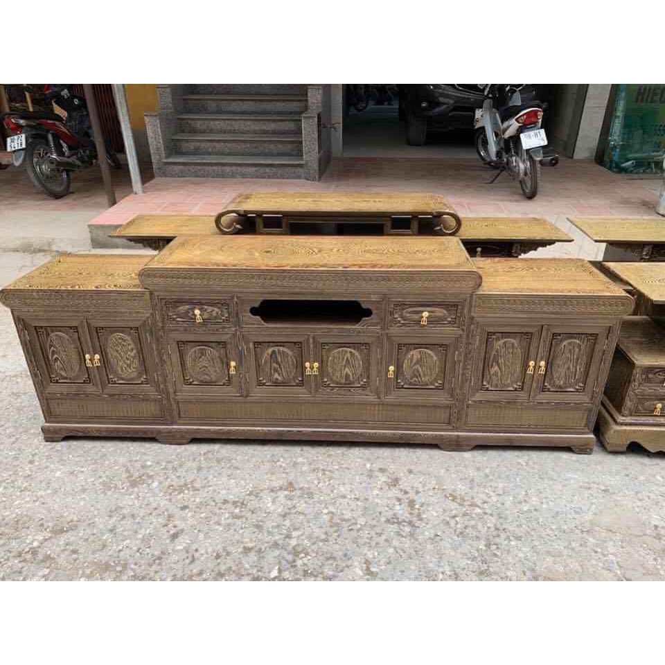 Kệ tivi nồi giữa gỗ mun đuôi công