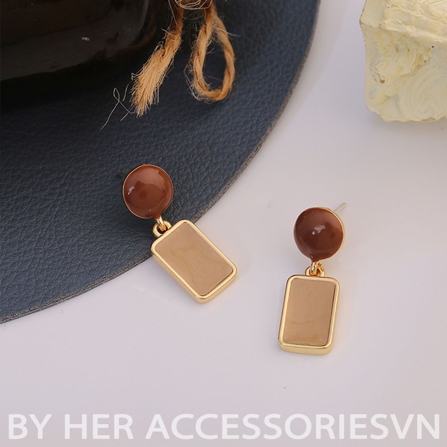 Bông tai Nữ Basic Phong Cách Cổ Điển Đỏ Hồng Her Accessories H5