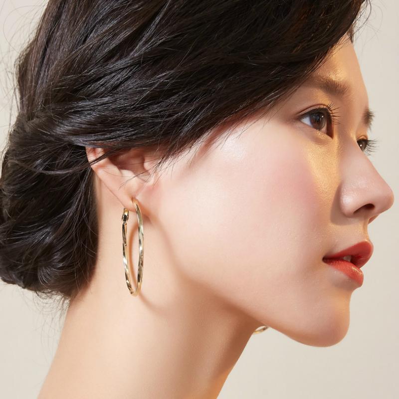 Vnox Khuyên Tai Tròn Bản Lớn Bằng Thép Không Gỉ 50mm