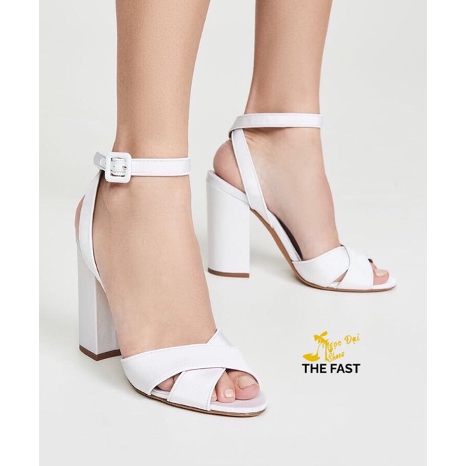 Giày xăng đan cao gót thô ha dây chéo thời trang mới NĐ49