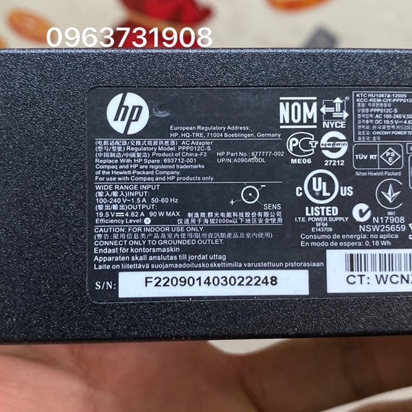 Cục sạc laptop Hp 19.5V-4.62A 90w bản gốc HP