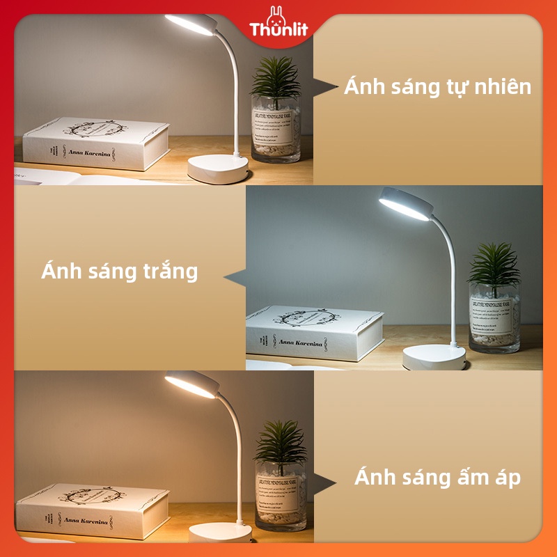 Đèn bàn đọc sách Thunlit bóng LED có thể sạc lại 1500mAh với 3 nhiệt độ màu