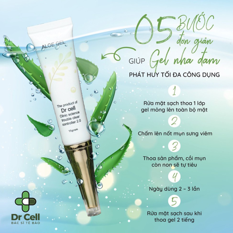 Gel Mụn Nha Đam Dr Cell, Giảm Sưng Viêm, Giúp Khô Đầu Mụn Nhanh Chóng, Kháng Khuẩn Chống Lây Lan Mun 15gr Chính Hãng | BigBuy360 - bigbuy360.vn