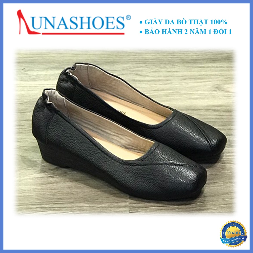 Giày đế xuồng nữ 4p Lunashoes (24803) giầy búp bê mũi tròn da thật cao cấp dễ đi kiểu Hàn quốc nhiều màu trung niên nữ