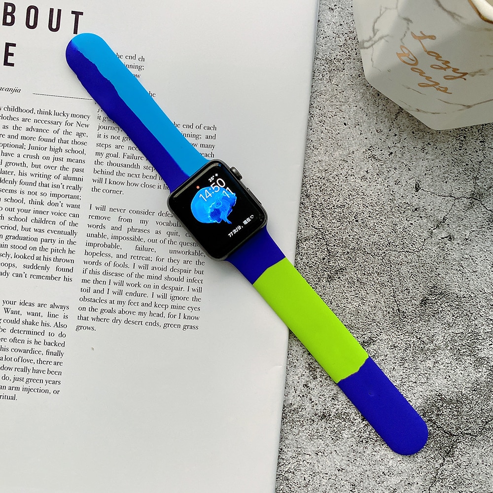 Dây đeo silicone thay thế đầy màu sắc cho Apple Watch 7 6 SE 5 4 3 2 1 44mm 40mm cho iWatch 41mm 45mm 44mm 40mm 38mm 42mm Dây đồng hồ thông minh ba màu t500 pro t55 x7 w34