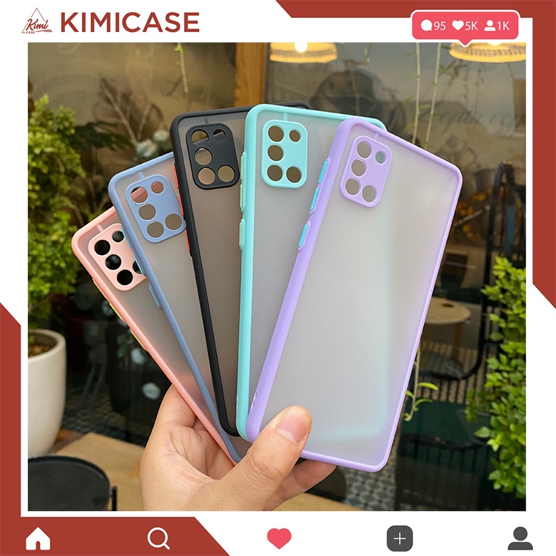 Ốp lưng Oppo A54 , A55 , A74 , A94, A95  lưng nhám viền màu pastel bảo vệ camera