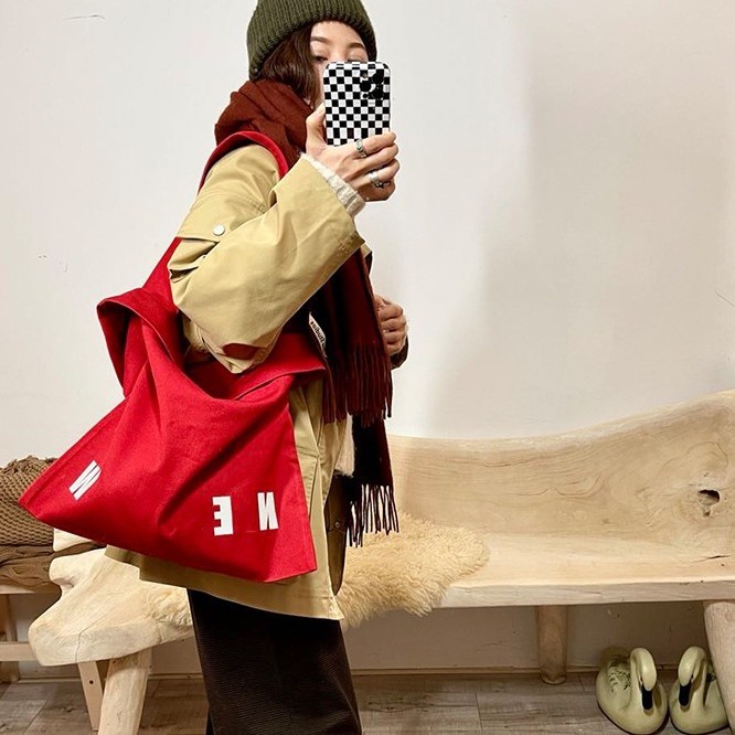 Túi Đeo Vai Bằng Vải Canvas In Chữ Phản Quang Phong Cách Nhật Bản Hàng Mới