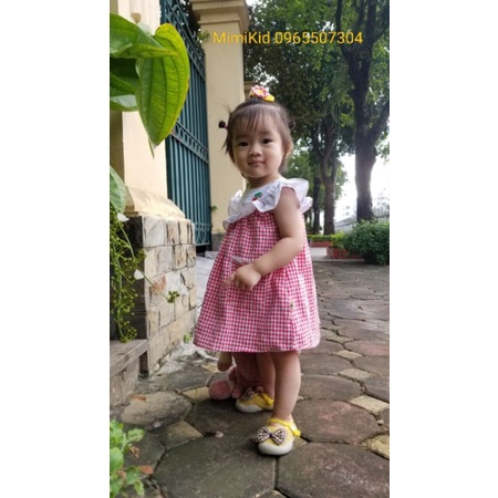 Váy bé gái/Đầm bé gái kẻ caro/Váy đi học cho bé gái từ 6 tháng-4 tuổi, chất cotton thô thoáng mát