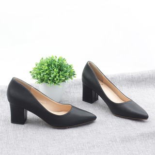 LiB - Giày Cao Gót Nữ Công Sở 5 cm Đế Vuông Trơn Basic 4075