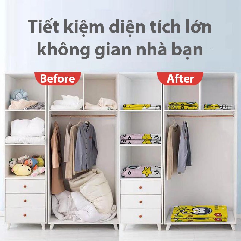 Túi Hút Chân Không Đựng Quần Áo Du Lịch, Đựng Chăn Màn Có Khóa Zip Tiện Lợi, Chất Liệu PA-PE Chống Ẩm BeeJoo